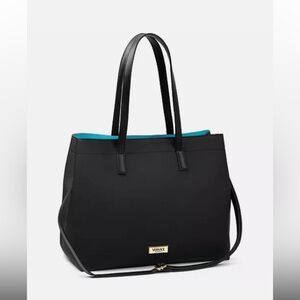 New Versace Perfume Fragrance Women Large Tote Shoulder Zipper Bag Black Purse